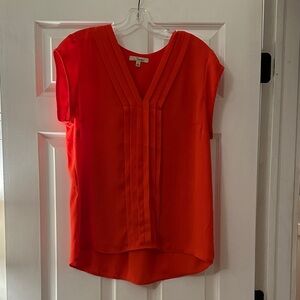 Vibrant Orange V-Neck Blouse